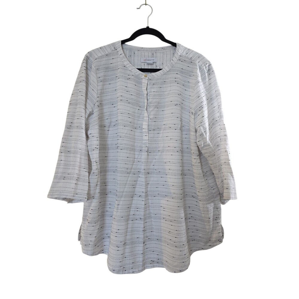 Liz Claiborne Striped 3/4 Sleeve Top Women's Size Medium
